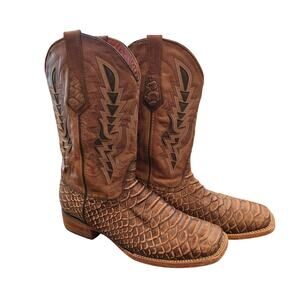 Soto Boots Mens Python Print Cowboy Boots Men's Size 12 Leather Western Cowboy